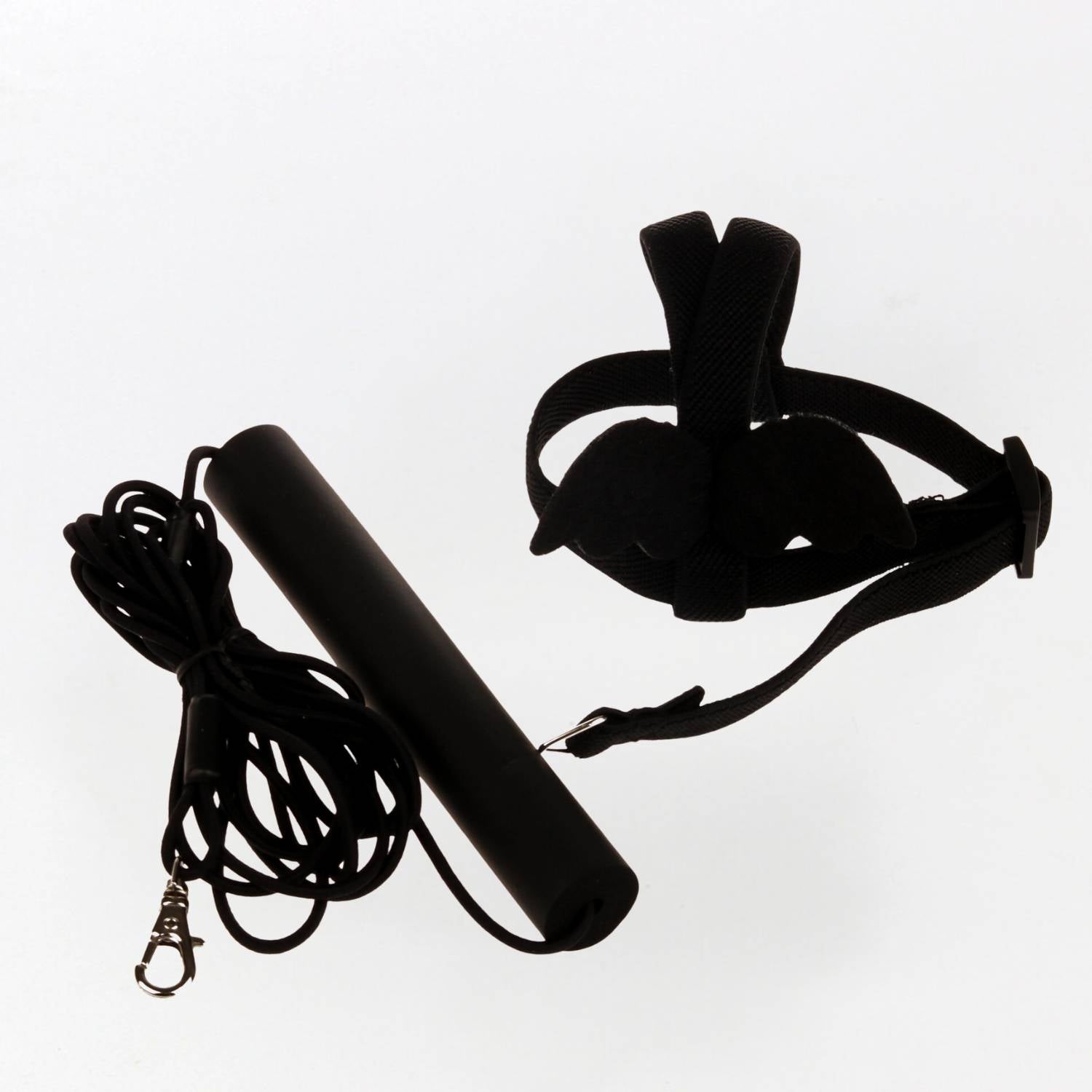 papegaai vliegharnas en trektouw zwart